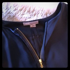 Vince Oversized Navy Silk Top M